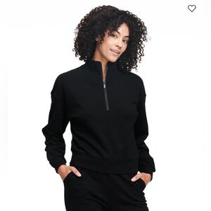 Naadam Cotton/Cashmere Cropped Fleece Quarter Zip